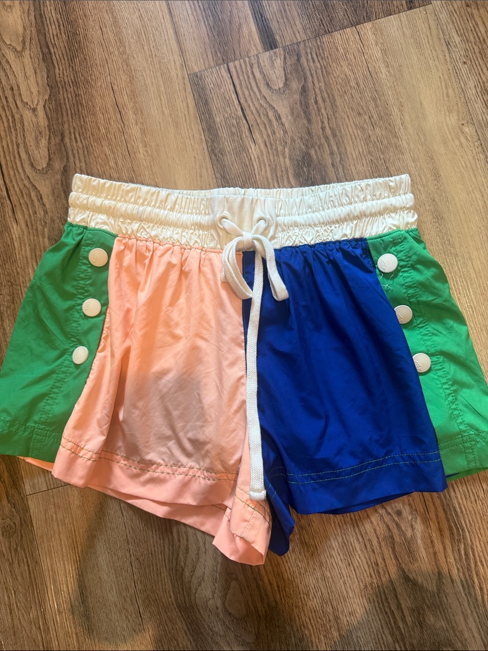 FP Movement by Free People Colorblock Athletic Shorts - Peach, Blue & Green